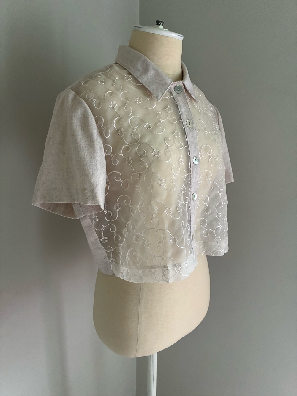 90s Fairy Cottage Sheer Romantic Crop Top Size 12